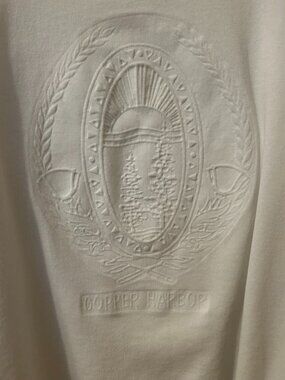 Vintage COPPER HARBOR Embossed Design Sweat Shirt, Size Large, Trees & Sunrise